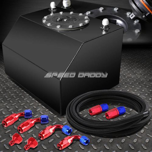 4 gallon/15 liter coated aluminum racing fuel cell gas tank+cap+steel line kit