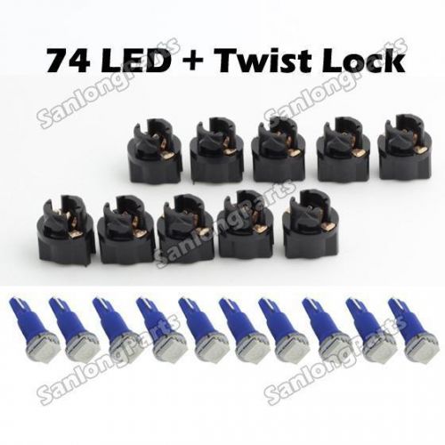 10x twist socket blue t5 37 74 led 5050 smd instrument panel light lamp pc74 kit