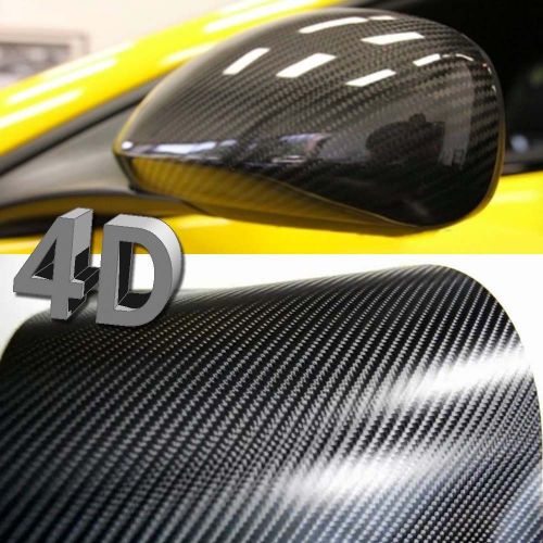 24" x 60" premium 4d gloss black carbon fiber vinyl wrap bubble free air