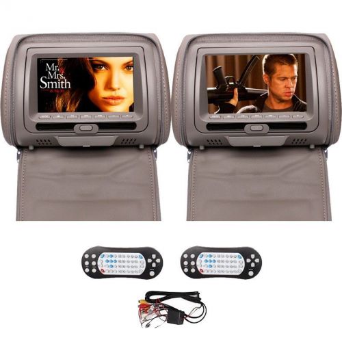 Gray 7” car headrest monitors w/dvd/usb/sd player+games gamepad*2