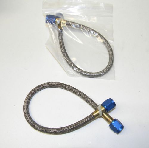 Set of 2 nos 12 inch -4 an nitrous / fuel braided steel solenoid hose, blue exc