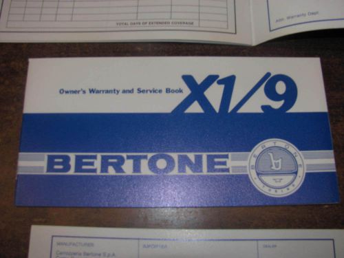 Bertone x1-9 owner&#039;s service book/companion to owners manual, original &amp; new