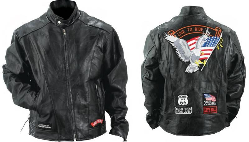 New! mens leather motorcycle eagle flag jacket coat small
