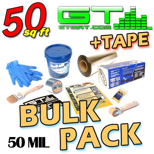 New 50 sq ft gtmat 50 mil sound deadener kit+1 gallon liquid + 2&#034; 30&#039; seam tape
