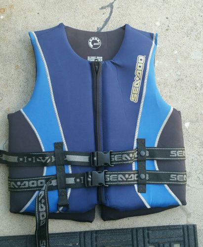 Seadoo brp type 111 pfd adult xl 2 buckle life vest jacket model 1689 blue black