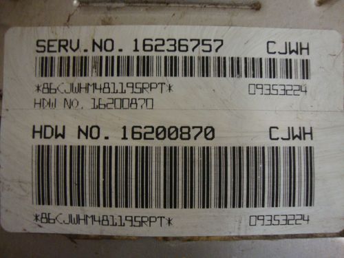 98 99 chevrolet camaro 3.8l ecu ecm engine computer 16236757