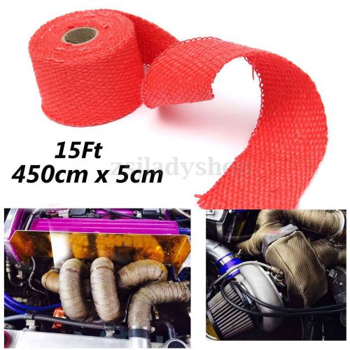 Red exhaust header heat wrap pipe turbo manifold 4.5m*5cm roll w/ stainless ties