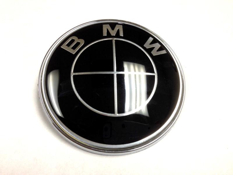 New Car BMW Emblem Decal Hood Rear 2 Pins 82mm ALL BLACK, US $9.99, image 1