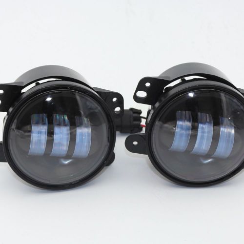 【from usa ship】 pair black 4&#034; led fog light front drl for jeep wrangler jk 07-14