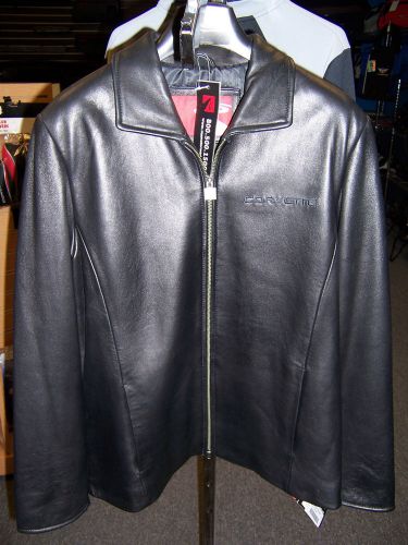 Corvette womens, ladies, black leather jacket, large