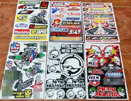Motocross racing sport supercross quad car bike  helmet stickers 6 sheets