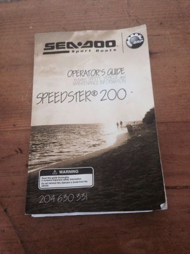 Seadoo operator's guide speedster 200