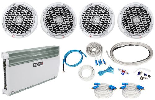 (4) rockford fosgate pm2652 6.5" marine speakers+mb quart 6-ch amplifier+amp kit