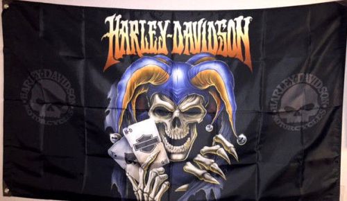 Harley davidson motorcycle clown poker flag 3x5 new garage man cave