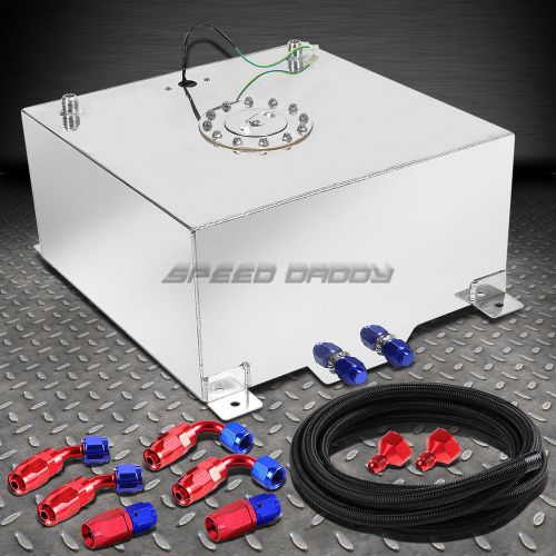15 gallon polished aluminum fuel cell tank+cap+level sender+nylon fuel line kit