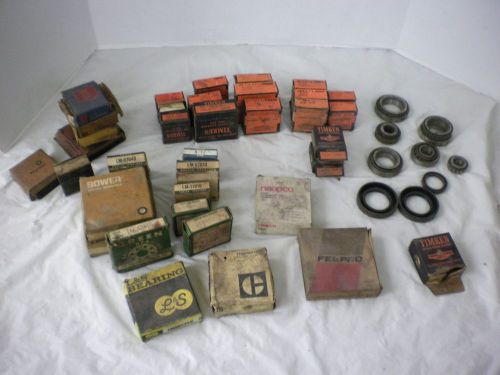 Lot of 35+ roller bearing sets, cones, cups, nos timkin, bower, green, more