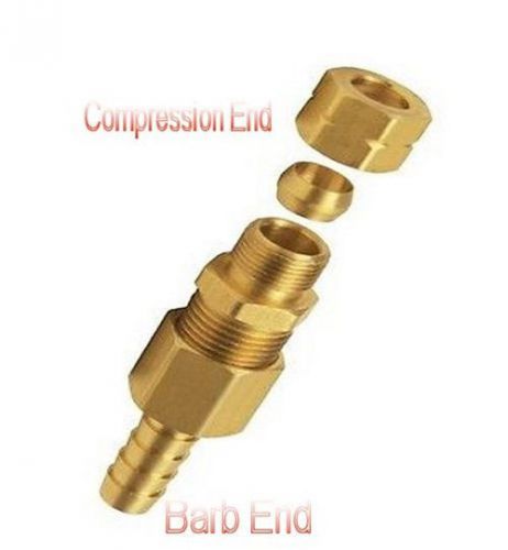 Compression 5/16" od to 3/8" hose barb fitting transmission cooler line     2s2_