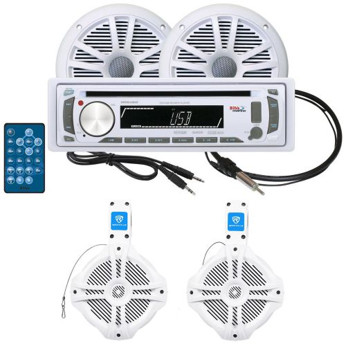 Boss mr648ua marine receiver/player+6.5&#034; speakers+2 wakeboards+aux cable+antenna