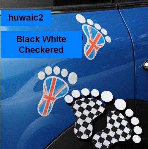 Black white checkered crystal clear footprint car door stickers for mini cooper