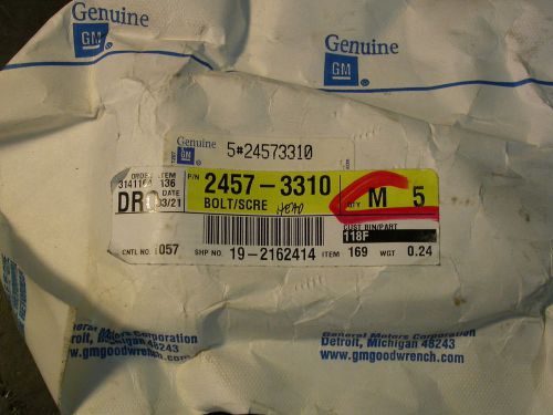 Gm 24573310 lot of 5 head bolts nos oem
