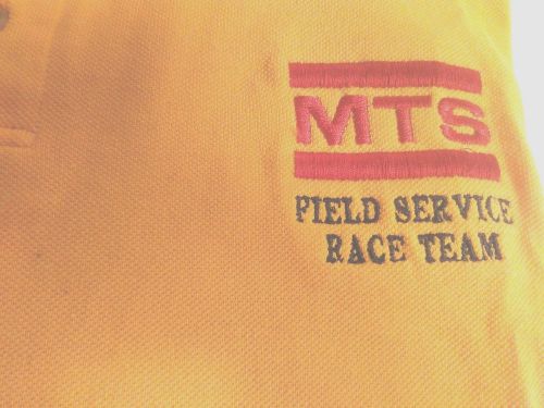 Men sze xl embroidered mts field service race team amber/black checkerboard polo