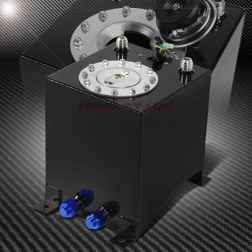 2.5 gallon/9.5l black coat aluminum race gas fuel cell tank/2"sump+level sender