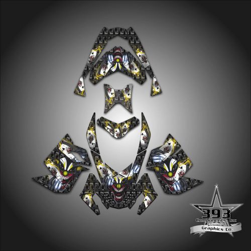 Ski-doo rev xp snowmobile sled graphics decal wrap sticker kit evil joker yellow