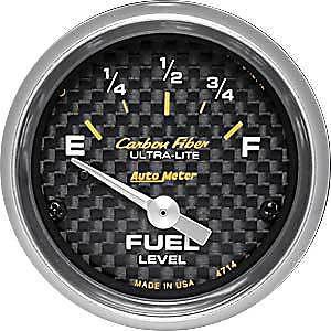 Auto meter 4714 carbon fiber fuel level gauge fits most 1965-up gm vehicles