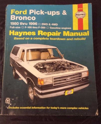 Haynes 36058 service repair manual ford pick-ups &amp; broncos 1980-1996 ships free!