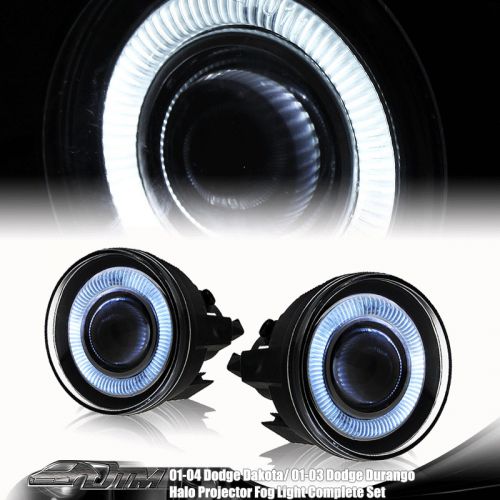 01-04 dodge dakota / 01-03 durango white halo projector lens fog light set