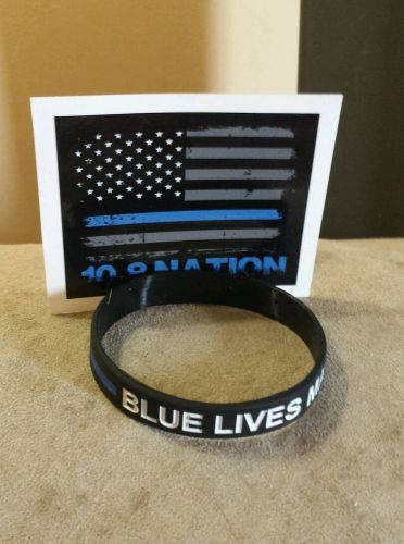 Thin blue line flag 10-8 nati sticker bogo blue lives matter bracelet free m4547