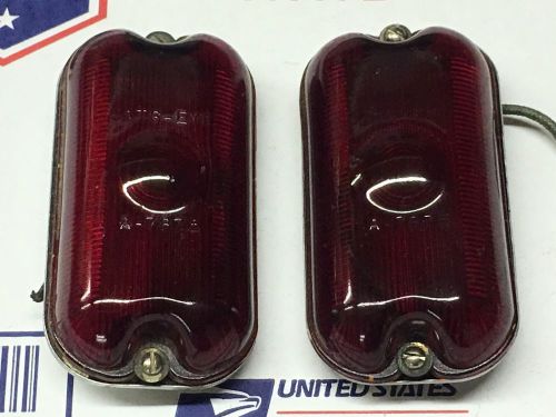 Vintage nos pair cats eye red glass light lamp auto truck bus van custom car old
