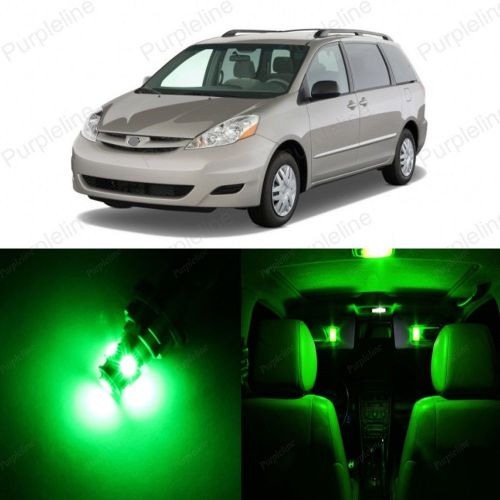 19 x green led interior lights package kit for toyota sienna 2004 - 2010