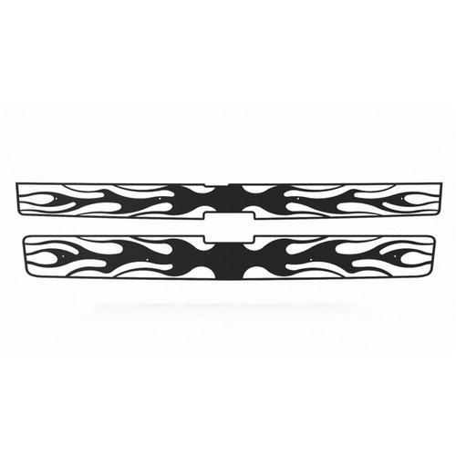 Chevy silverado hd 2500 3500 07-10 black horiz. flame front metal grille trim 