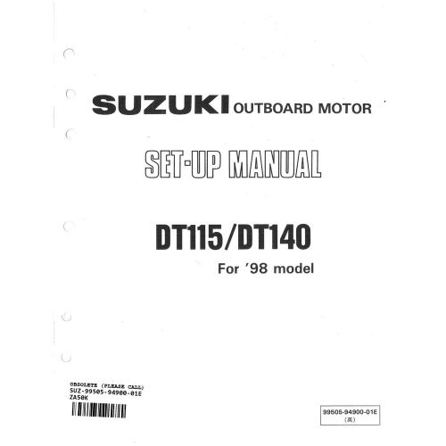 Suzuki outboard marine 1998 dt115/dt140 set-up manual 99505-94900-01e
