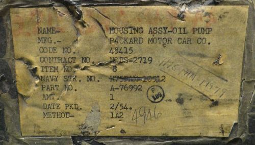 Packard Motor Car Co A-76992 Non-Air Oil Pump Assembly Housing H75PAM-10512, US $1,503.73, image 4