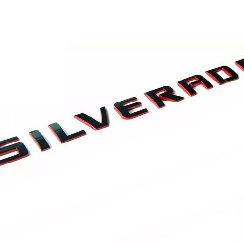 Door side &amp; rear tailgate emblem black red for silverado ltz letters badge