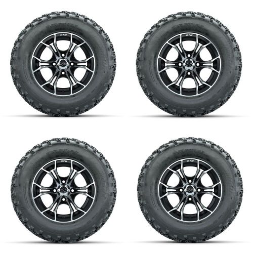 Golf cart gtw 12" spyder machined black wheel | 23x10-12 rogue at tire | 4 set