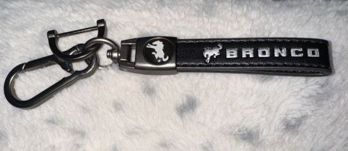Keychain for ford bronco black leather 5 3/4" key fob holder big bend outer bank