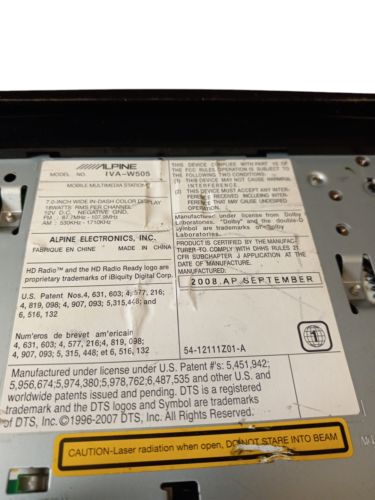 Alpine IVA-W505 7" Touch Display Multimedia Double Din CD/DVD/NAV/FM/Bluetooth, US $499.99, image 8