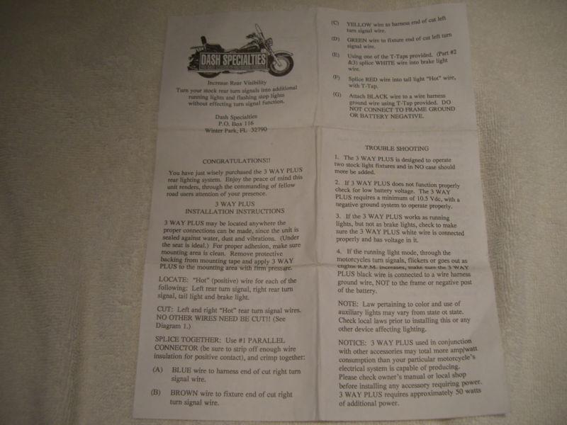 Harley-Davidson (Dash Specialties) 3-Way Lighting System, US $4.99, image 3