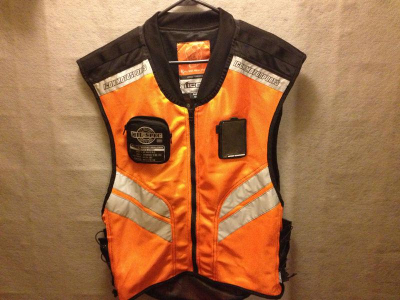 Icon  motorcycle safety vest super  size orange 