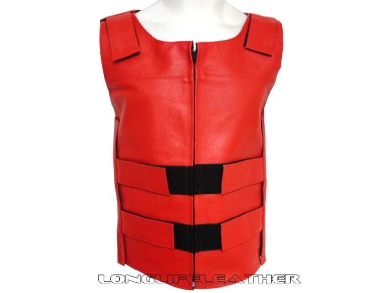 Sell Medium Size Mens Red Bullet Proof Style Zipper Velcro Leather