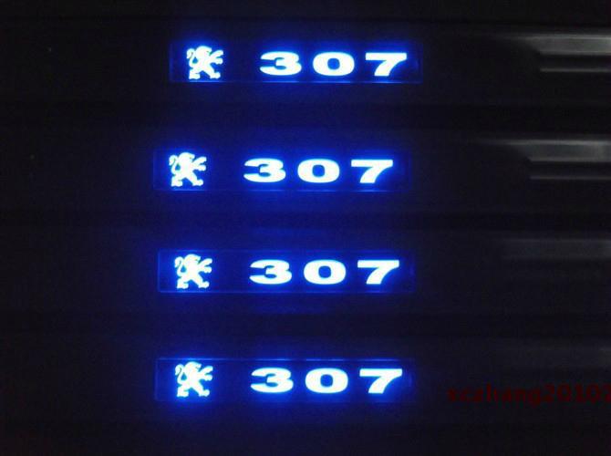   peugeot 307 led high quality stainless door sill scuff plate  2010-2013