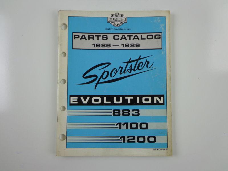 Harley davidson 1986-89 sportster evolution 883/1100/1200 parts catalog 99451-89