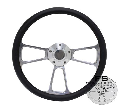 Marine / boat steering wheel (muscle/half wrap) w/ 3/4" keyway adapt ~text black