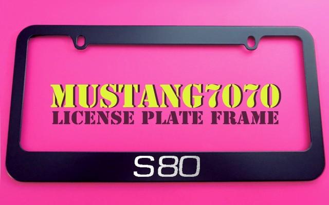 1 brand new s80 black metal license plate frame + screw caps