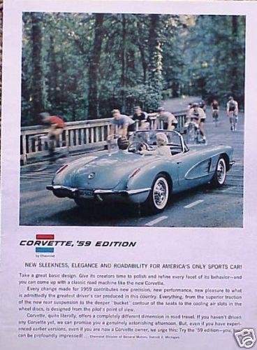 1959 chevrolet chevy corvette vette original vintage ad cmy store 5+= free ship