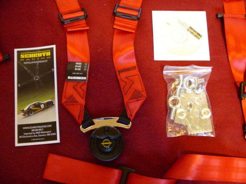 NEW SCHROTH RACING PROFI HANS 6PT CAMLOCK HARNESS RED, US $200.00, image 5