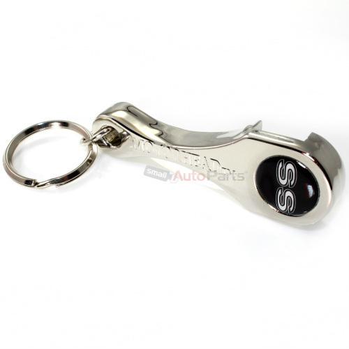 Chevy ss logo chrome metal rod & bottle opener key chain ring fob